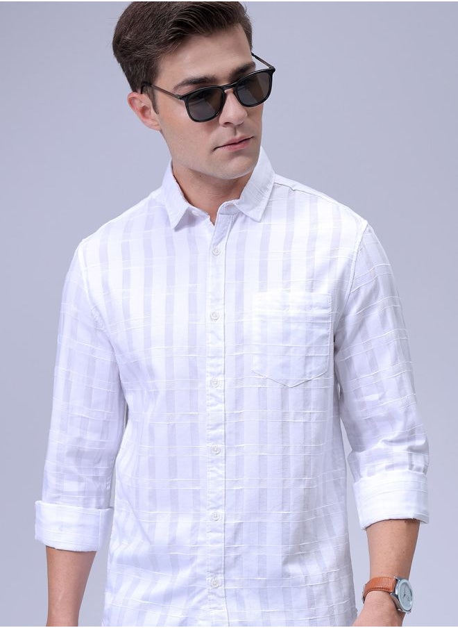 The Indian Garage Co Men Slim Fit Checkered Full Sleeves Cutaway Collar Casual Shirt  - Image 1