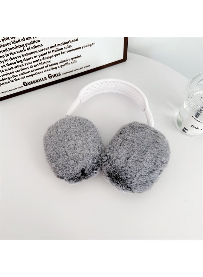 Stuffed Pure Color Suitable For Apple AirPods Max Protective Cover Headphone Protective Case AirPods Leopard Print-Color:Gray Plush-Applicable Models:Airpods MAX  - Image 1