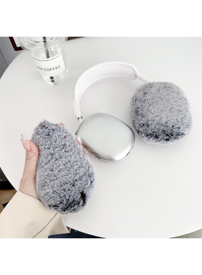 Stuffed Pure Color Suitable For Apple AirPods Max Protective Cover Headphone Protective Case AirPods Leopard Print-Color:Gray Plush-Applicable Models:Airpods MAX  - Image 5