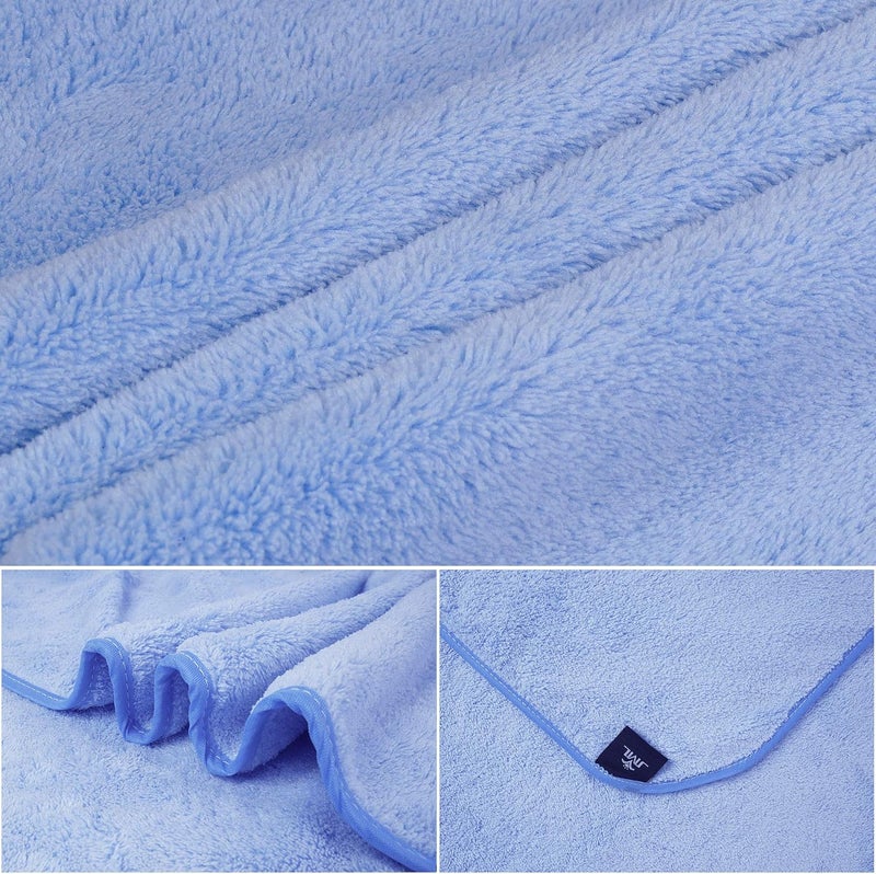 JML Luxury Hotel & SPA Bath Towels (2 Pack, 30"x60") - 350GSM High Density Fleece Towel Sets - Super Soft and Absorbent, Lint Free, Fade Resistant Oversized Bath Towel, Coral Fleece Blue - Image 2