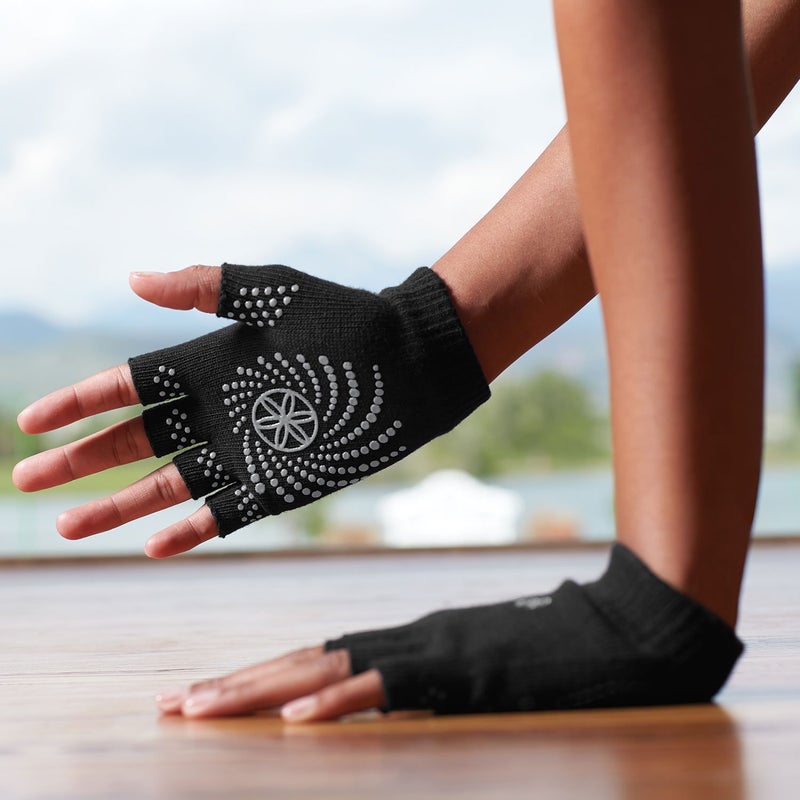 Gaiam Grippy Yoga Gloves, Black/Grey - Image 2