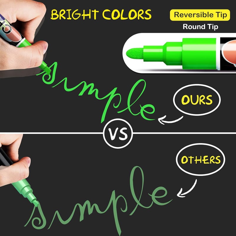 SAKEYR Liquid Chalk Markers Pens - 8 Colors Washable & Wet Erase Neon Chalk Makers for Blackboard, Chalkboard Signs, Glass Window, Menus, Car Windows & Event Decorations - Erasable Window Markers for Cars - Image 2