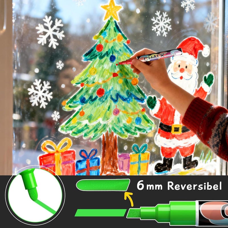SAKEYR Liquid Chalk Markers Pens - 8 Colors Washable & Wet Erase Neon Chalk Makers for Blackboard, Chalkboard Signs, Glass Window, Menus, Car Windows & Event Decorations - Erasable Window Markers for Cars - Image 4