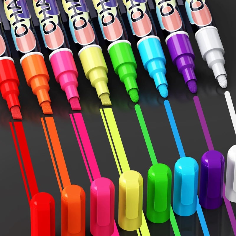 SAKEYR Liquid Chalk Markers Pens - 8 Colors Washable & Wet Erase Neon Chalk Makers for Blackboard, Chalkboard Signs, Glass Window, Menus, Car Windows & Event Decorations - Erasable Window Markers for Cars - Image 1