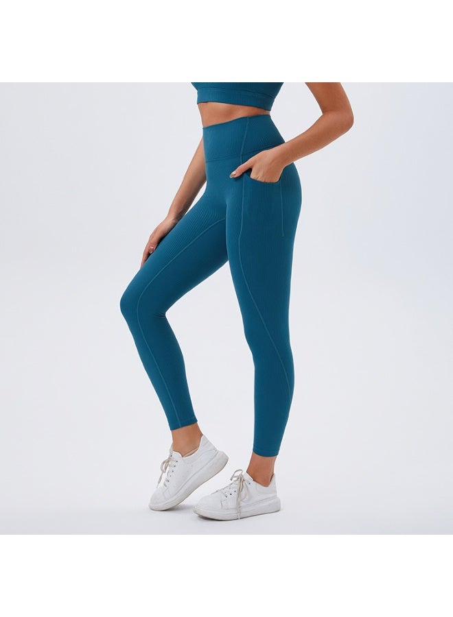 Women Seamless Leggings with Pockets High Waist Tummy Control Fitness Tights  Butt Lifting Outdoors Running Leggings  - Image 1