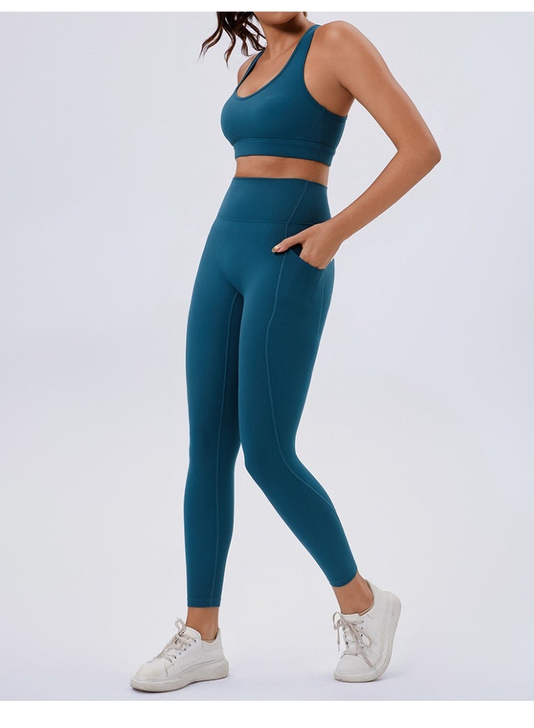Women Seamless Leggings with Pockets High Waist Tummy Control Fitness Tights  Butt Lifting Outdoors Running Leggings  - Image 3