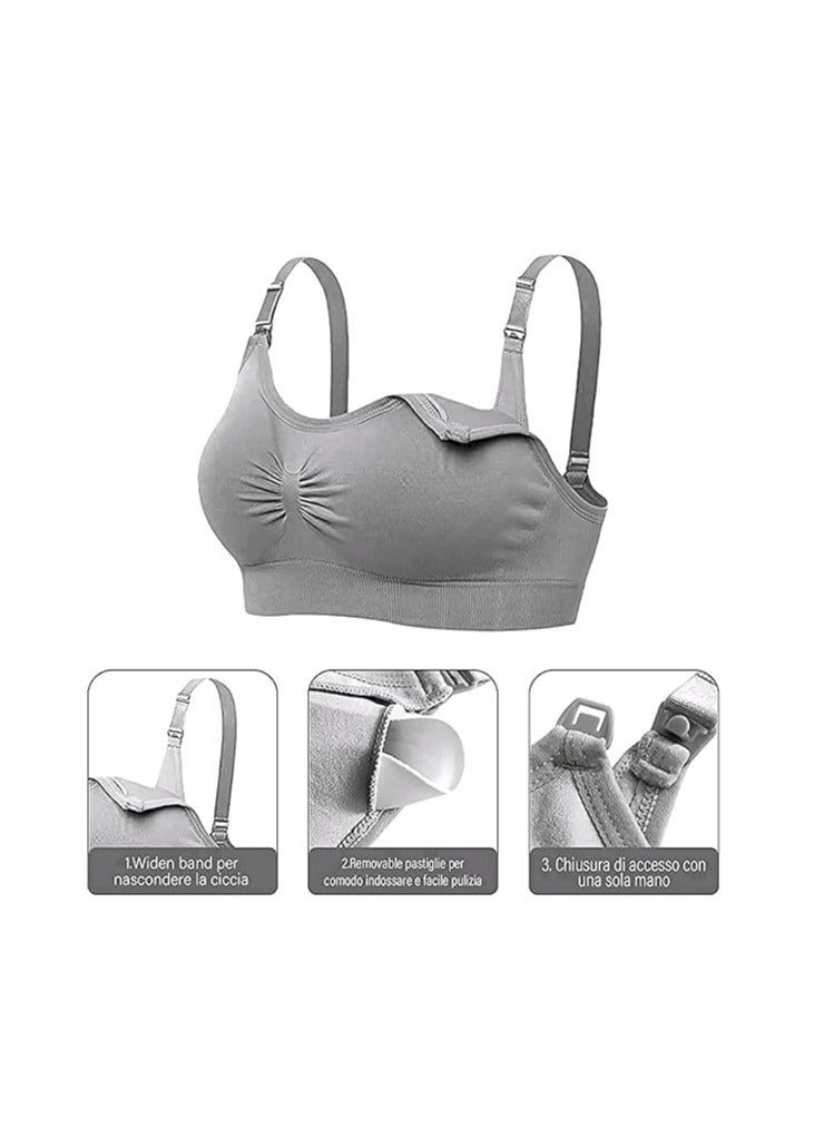 3 Pack Women’s Nursing Bra, Seamless Maternity Bra with Removable Spill Prevention Bra Pads - Image 3