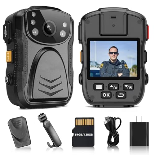 OmniMaster PatrolMaster 1296P UHD Body Camera with Audio, 2 Inch Display, Night Vision, Waterproof, Shockproof, Body Worn with Compact Design, Police Use (64GB) - Image 1