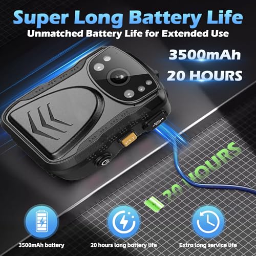OmniMaster PatrolMaster 1296P UHD Body Camera with Audio, 2 Inch Display, Night Vision, Waterproof, Shockproof, Body Worn with Compact Design, Police Use (64GB) - Image 3