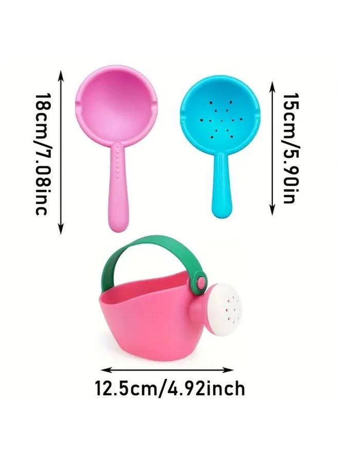 3pcs Colorful Plastic Watering Can Set With Spoons For Water Play Sensory Tools - Image 4