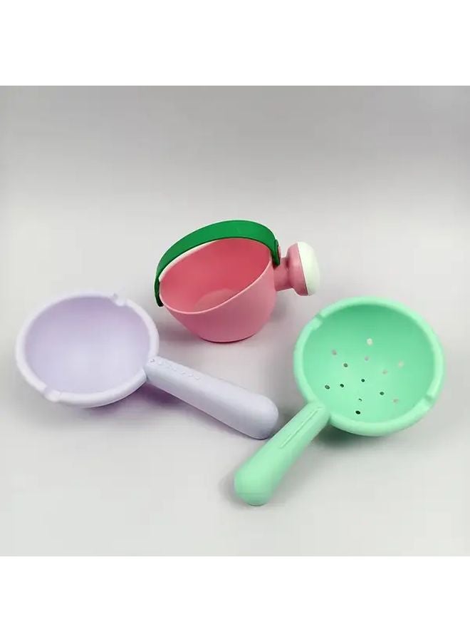 3pcs Colorful Plastic Watering Can Set With Spoons For Water Play Sensory Tools - Image 3