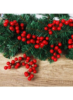 Glamifirsto Glamifirsto 5 Piece Artificial Red Berry Picks Christmas Holly Berry Branches Red Berry Stems for Holiday Home Decor and Crafts 