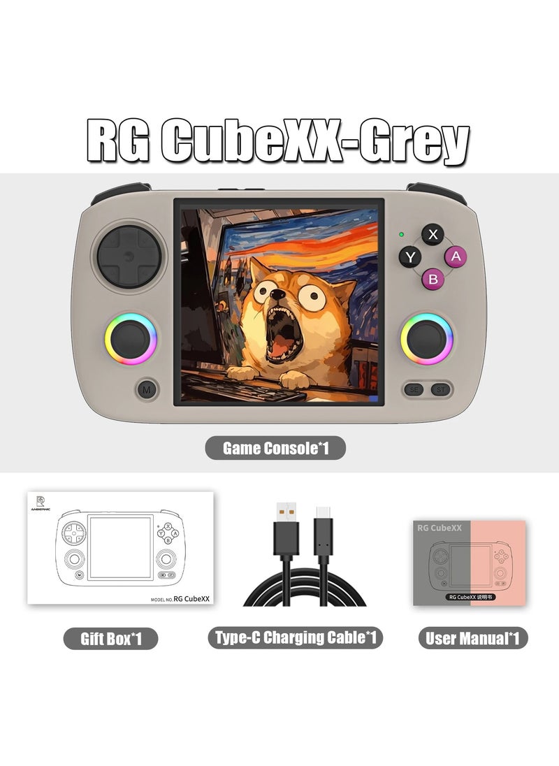 ANBERNIC  RG CubeXX Retro Handheld Game Console 3.95 Inch IPS Screen Linux System Built In 128G TF Card 5056 Games Support HDMI TV Output 5G WiFi Bluetooth 4.2 (Beige)  - Image 2
