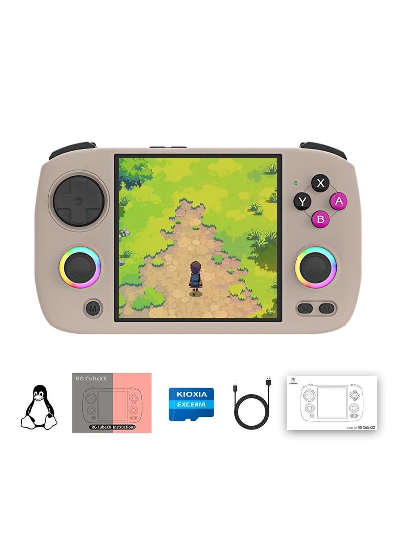 ANBERNIC  RG CubeXX Retro Handheld Game Console 3.95 Inch IPS Screen Linux System Built In 128G TF Card 5056 Games Support HDMI TV Output 5G WiFi Bluetooth 4.2 (Beige)  - Image 1