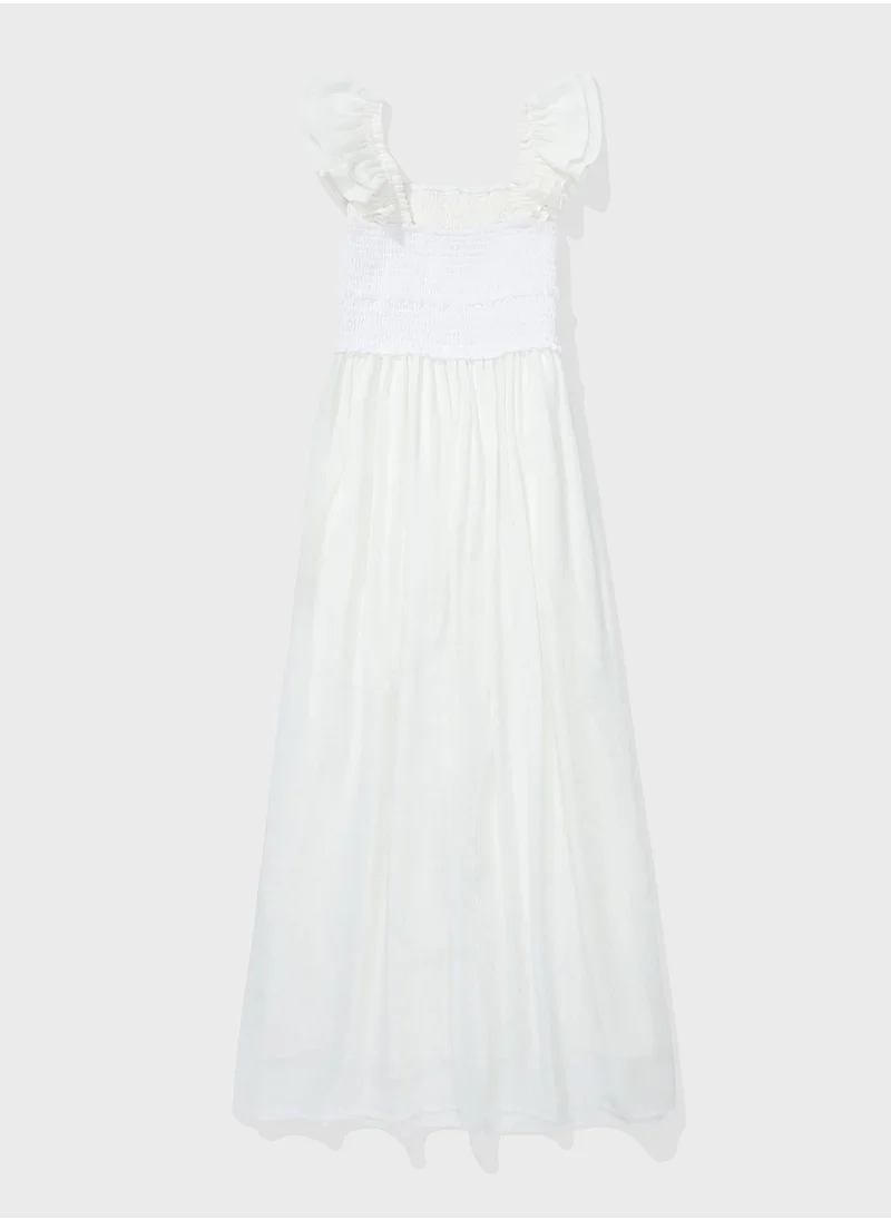 American Eagle Flutter Sleeve Tiered Dress