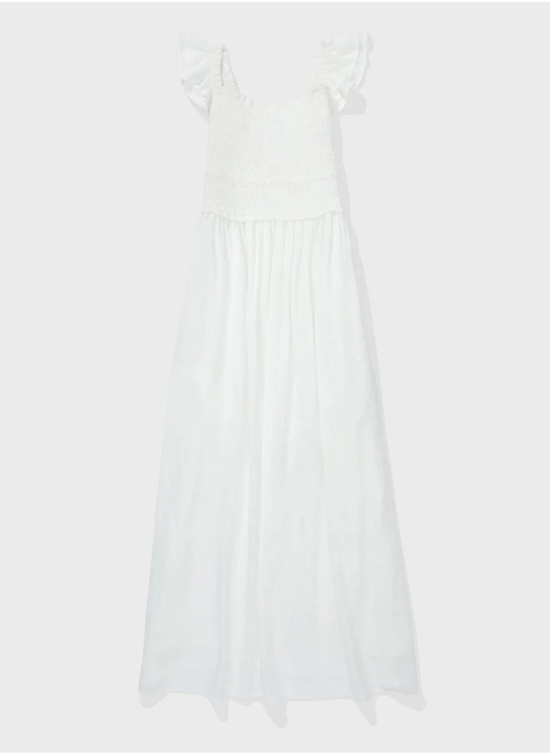 American Eagle Flutter Sleeve Tiered Dress