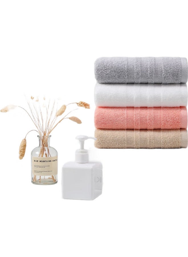 Grace Xinjiang Long-Staple Cotton Class A Antibacterial Towels, 4-Pack, Pure Cotton Thickened Soft Face Towels, Absorbent Washcloths, Plain Color - Image 1