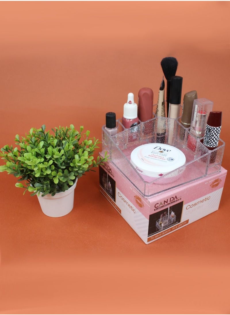 CANDAN - Cosmetic organizer beautiful clear acrylic make up holder for everyday collection now arrange makeup in stylish and elegant way - Image 1