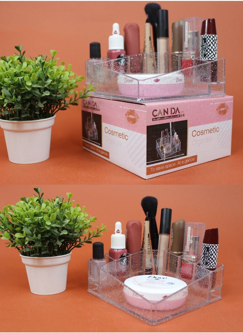 CANDAN - Cosmetic organizer beautiful clear acrylic make up holder for everyday collection now arrange makeup in stylish and elegant way - Image 1