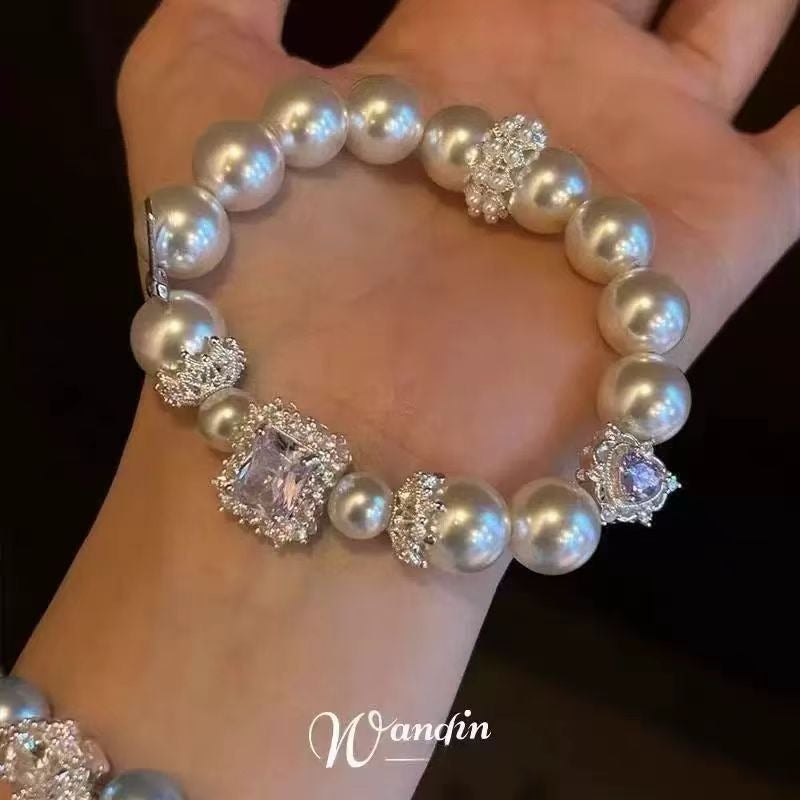 سوار لؤلؤ بقصر فرنسي كلاسيكي أنيق بشخصية فريدة من نوعه مطاطي للنساء
