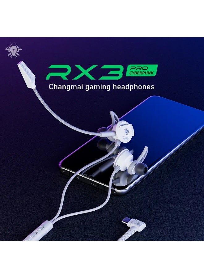 Plextone RX3 Pro Type-C Wired Gaming Earphones with Dual HD Noise Isolating Microphones Removable Side-mounted In-Ear Headphones Hifi Sound Quality for Mobile Phones and Tablets Black - Image 2