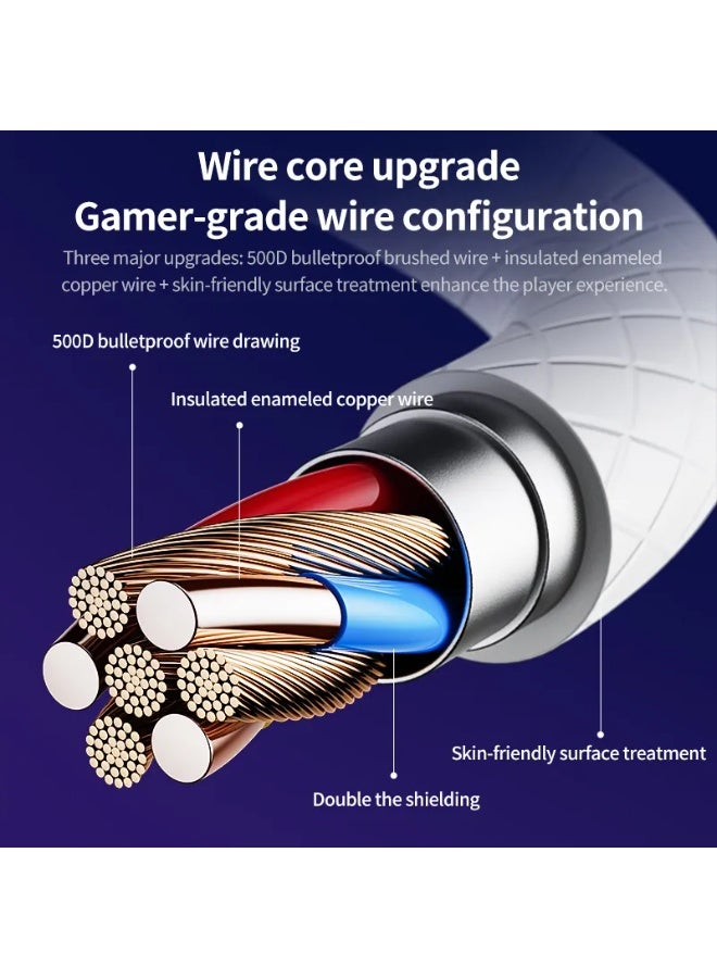 Plextone RX3 Pro Type-C Wired Gaming Earphones with Dual HD Noise Isolating Microphones Removable Side-mounted In-Ear Headphones Hifi Sound Quality for Mobile Phones and Tablets Black - Image 5