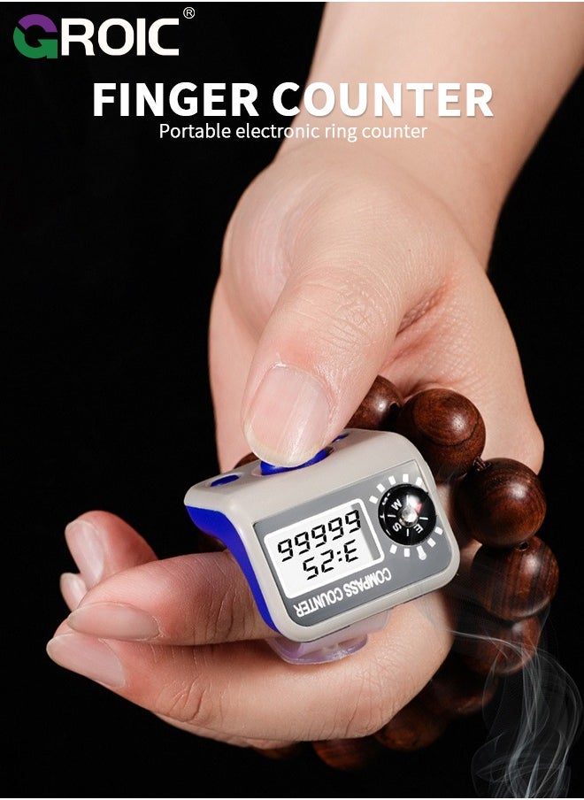 GROIC Electronic Finger Counter,5 Digit LCD Electronic Digital Display, Hand Tally Clicker Counter, Digital Handheld Tally Counter,Muslim Prayer Time Reminder Ring,Tasbih Counter  - Image 2