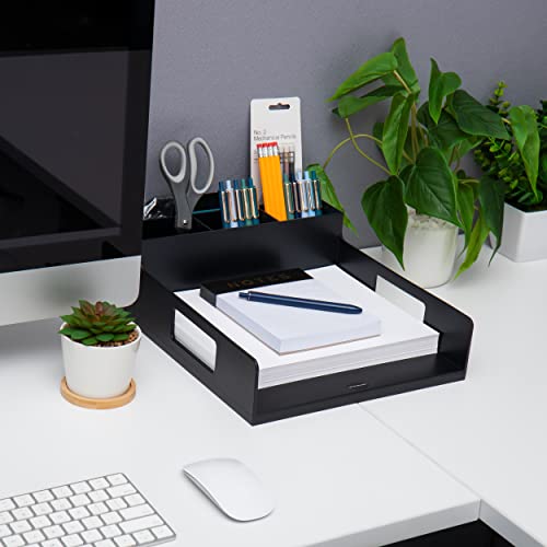 Mind Reader Utensil Napkin & Plate Holder, Silverware Organizer, Serving Tray, Plastic, 11.25" L x 15.25" W x 4.5" H, Black - Image 5