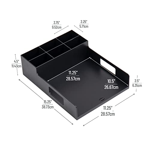 Mind Reader Utensil Napkin & Plate Holder, Silverware Organizer, Serving Tray, Plastic, 11.25" L x 15.25" W x 4.5" H, Black - Image 3