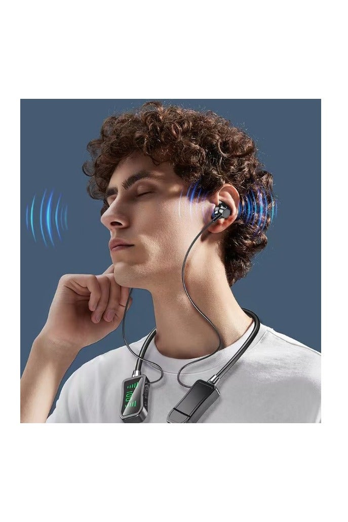 KIN KL50 Bluetooth Neckband Earphones – 48H Playtime, LED Display, TF Card Slot, Multi-Functional Button Control, Hands-Free Calling, Premium Sound Quality, Neckband Earphones for Sports, Workouts, and Everyday - Image 3