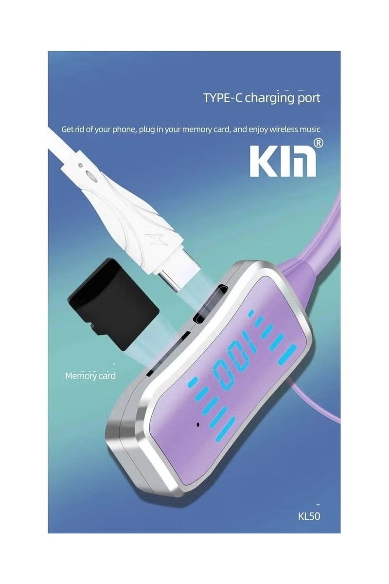 KIN KL50 Bluetooth Neckband Earphones – 48H Playtime, LED Display, TF Card Slot, Multi-Functional Button Control, Hands-Free Calling, Premium Sound Quality, Neckband Earphones for Sports, Workouts, and Everyday - Image 4