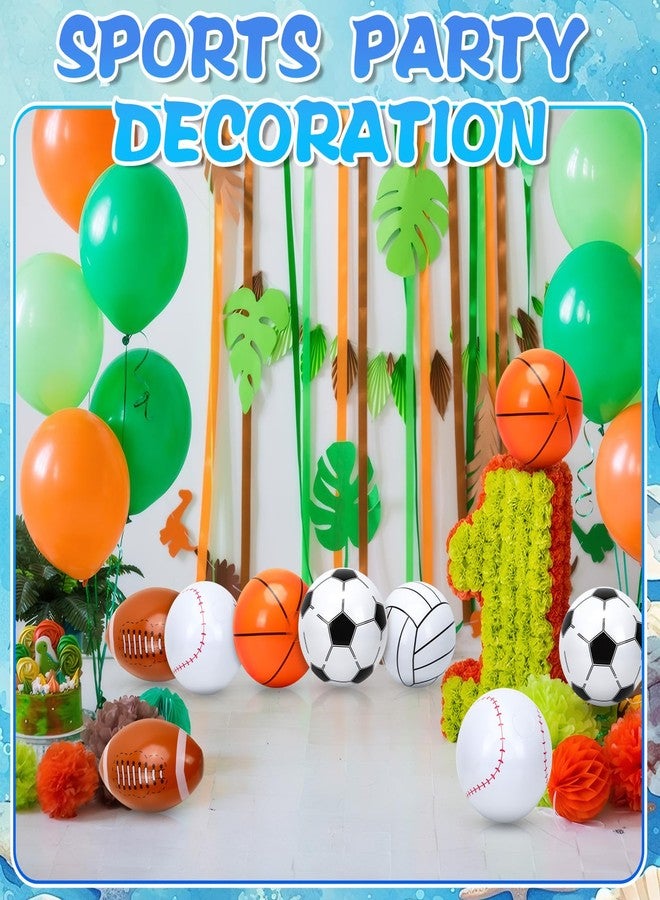 MARFOREVER 16 Inches Inflatable Sports Ball Balloon Set (5 Pcs), Basketball Baseball Football Volleyball Golf Ball for Sports Themed Parties Birthday Celebrations and Decorations - Image 4