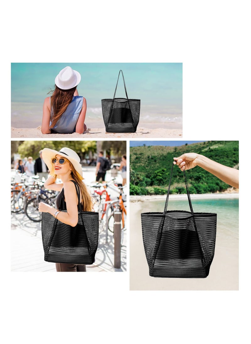 SYOSI Tote Bag Large Summer Beach Bag, Mesh Tote Bag for Ladies and Girls, Shopping Bag Reusable, Large Casual Shoulder Bag with Zipper Inner Pocket for Travel Daily Pool Gym Picnic, Lightweight Grocery Bag  - Image 5