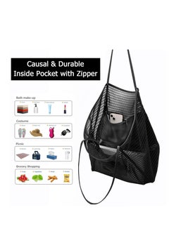 SYOSI Tote Bag Large Summer Beach Bag, Mesh Tote Bag for Ladies and Girls, Shopping Bag Reusable, Large Casual Shoulder Bag with Zipper Inner Pocket for Travel Daily Pool Gym Picnic, Lightweight Grocery Bag  - Image 3