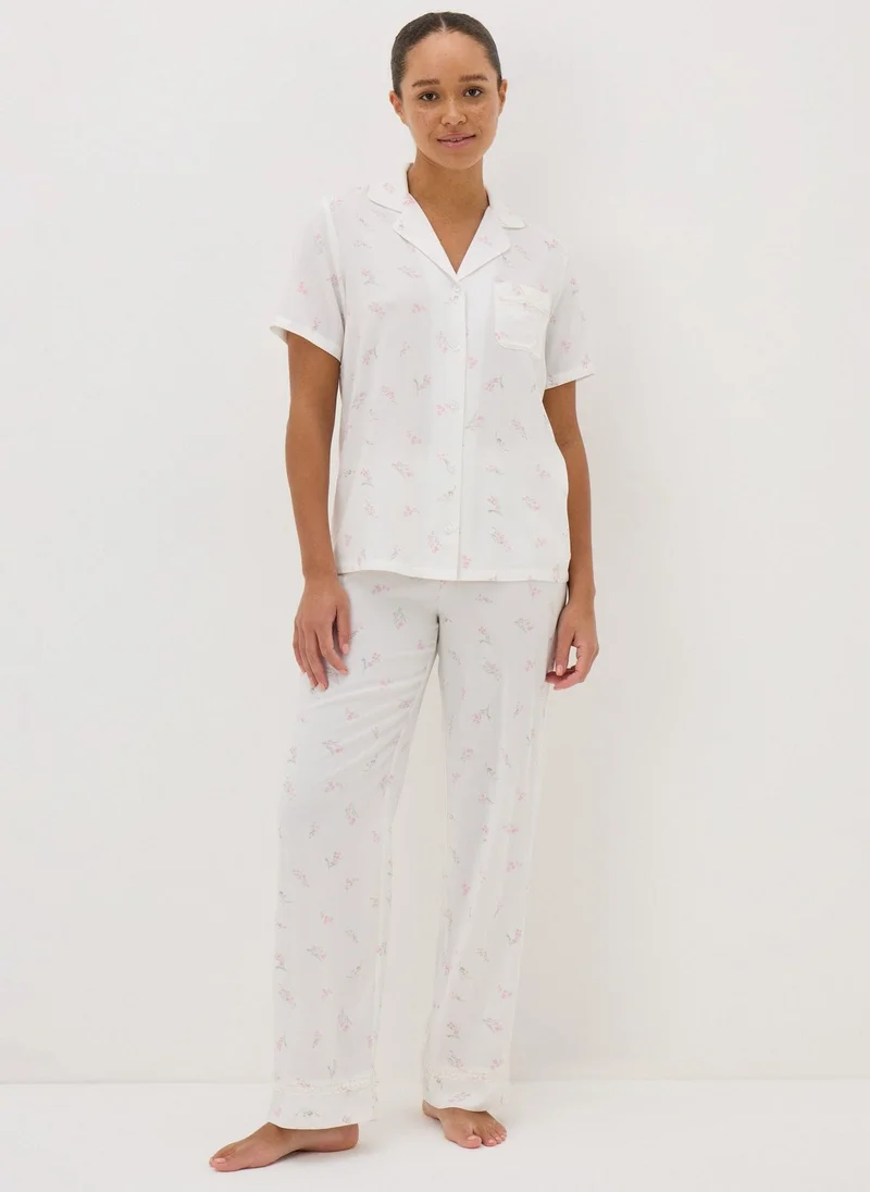 Matalan Cream Ditsy Floral Pyjama Set