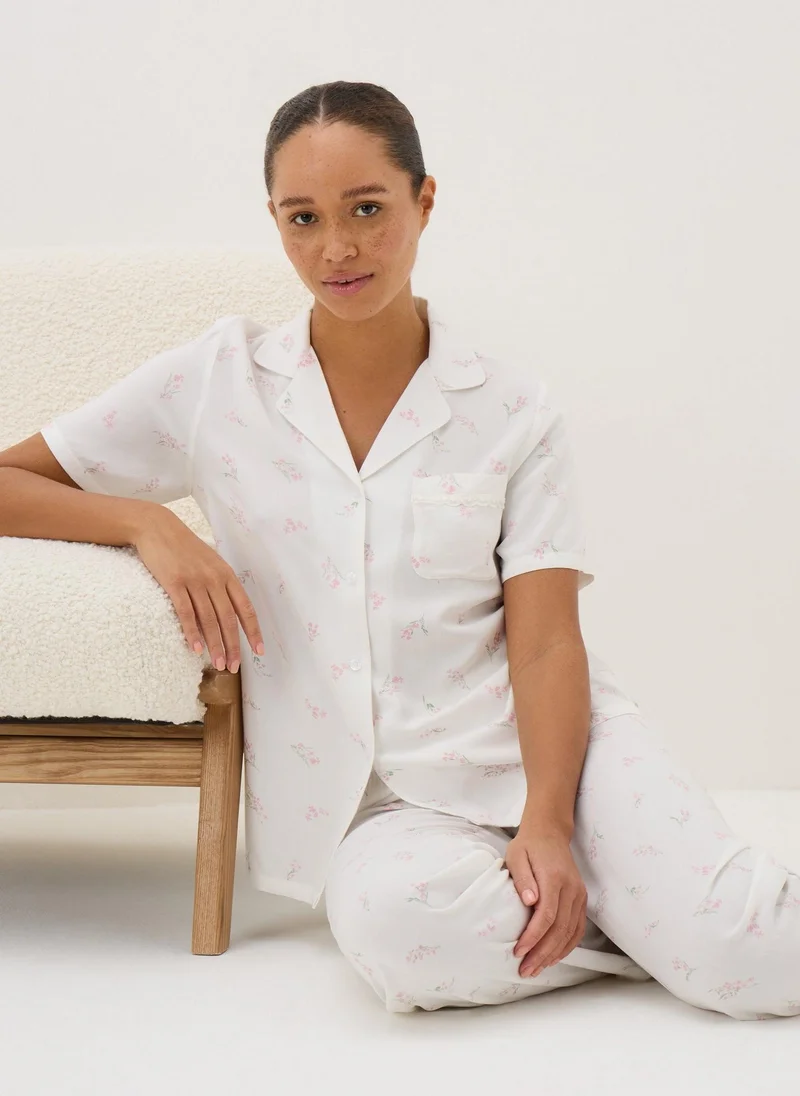 Matalan Cream Ditsy Floral Pyjama Set