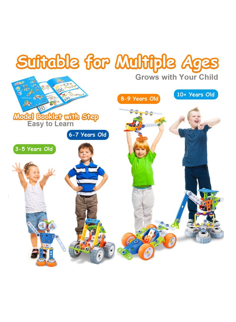 167 قطعة من كتل البناء ألعاب STEM، هدايا عيد ميلاد للأولاد من 5 إلى 10+ سنوات، مجموعة بناء تعليمية للأطفال ذوي الاحتياجات الخاصة، مشاريع STEM للأطفال من 5 إلى 12 سنة، ألعاب تعليمية إبداعية - Image 3