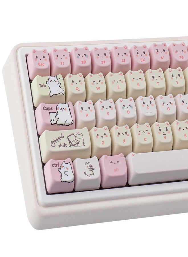TYRIXKI PBT Keycaps 145 Keys Cute Keycap Dye-Sublimation Lazy Cat Keycaps Mao Profile Custom Keycap for Cherry Gateron MX Swithes Mechanical Gaming Keyboards - Image 1