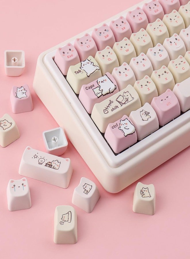 TYRIXKI PBT Keycaps 145 Keys Cute Keycap Dye-Sublimation Lazy Cat Keycaps Mao Profile Custom Keycap for Cherry Gateron MX Swithes Mechanical Gaming Keyboards - Image 2