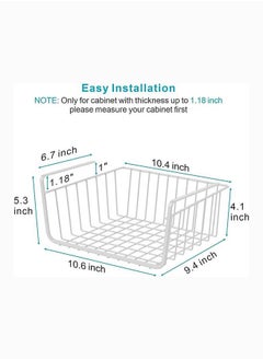 Mash 6 Pieces Under Shelf Basket 30cm White Metal Wire Household Hanging Storage Bin Baskets with Open Front for Organizing Kitchen Cabinets, Cupboards, Pantries, Shelves, Desk, Bookshelf Pack of Six  - Image 4