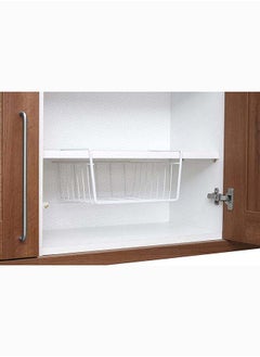 Mash 6 Pieces Under Shelf Basket 30cm White Metal Wire Household Hanging Storage Bin Baskets with Open Front for Organizing Kitchen Cabinets, Cupboards, Pantries, Shelves, Desk, Bookshelf Pack of Six  - Image 2