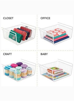 Mash 6 Pieces Under Shelf Basket 30cm White Metal Wire Household Hanging Storage Bin Baskets with Open Front for Organizing Kitchen Cabinets, Cupboards, Pantries, Shelves, Desk, Bookshelf Pack of Six  - Image 5