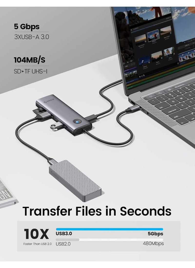 ORICO 9-in-1 USB-C Docking Station with 100W PD, 4K HDMI, VGA, Gigabit Ethernet