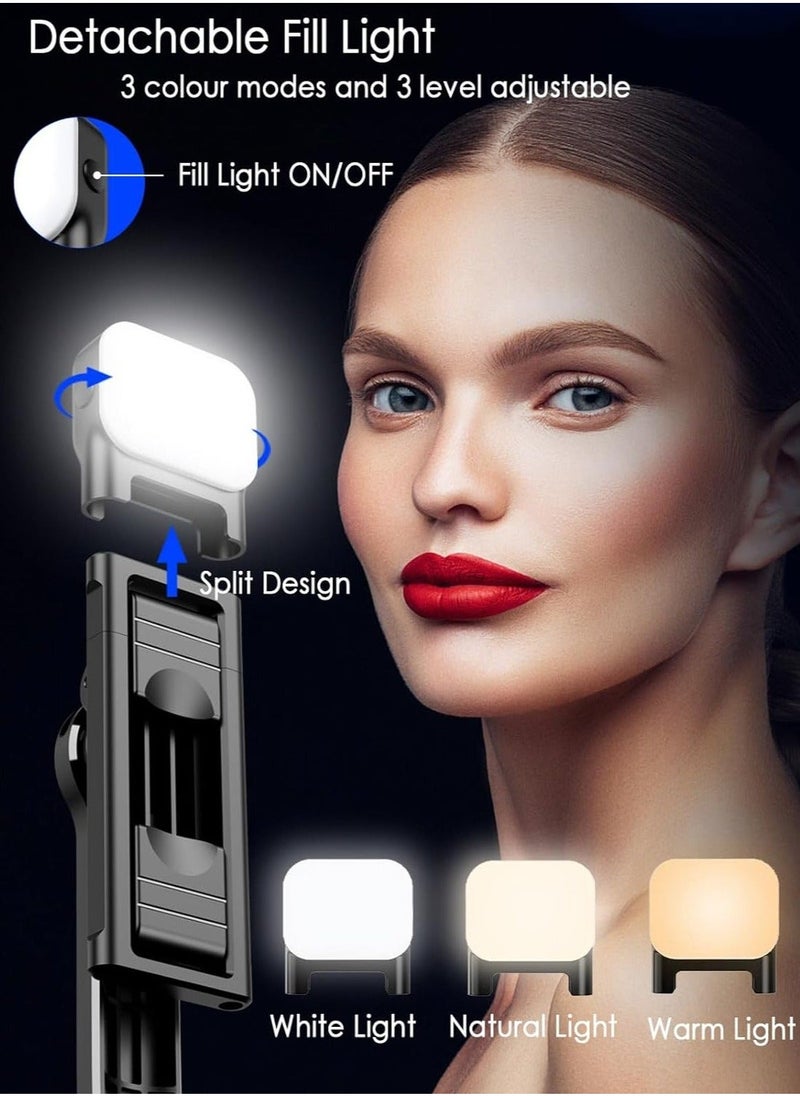 42 Selfie Stick Tripod with Fill Light,  Extendable All-in-1 Phone Tripod Stand with Remote  Phone Holder, Cell Phone Tripod Stand for Taking Selfie Photo | Videos | Vlog During Travel - Image 2