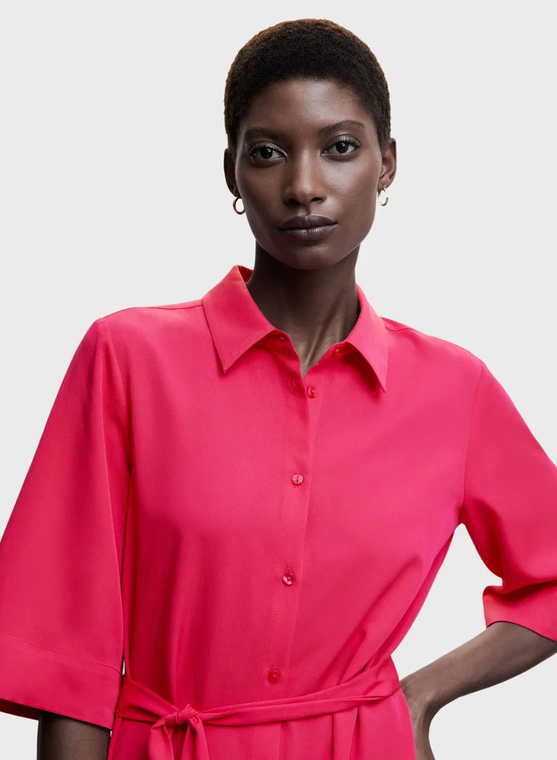 MANGO Tie Detail Shirt Dress