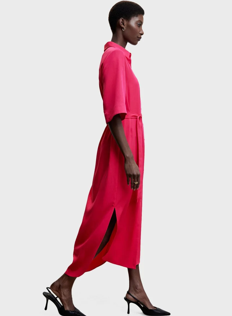 MANGO Tie Detail Shirt Dress