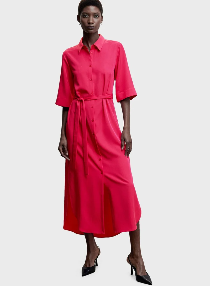 MANGO Tie Detail Shirt Dress