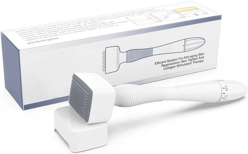 Adjustable Microneedle Derma Roller Pen Reusable Derma Roller Pen with Needle Cover Skin Care Tools for Face Body Hair Growth Beard (Blue Mark Box) - Image 1