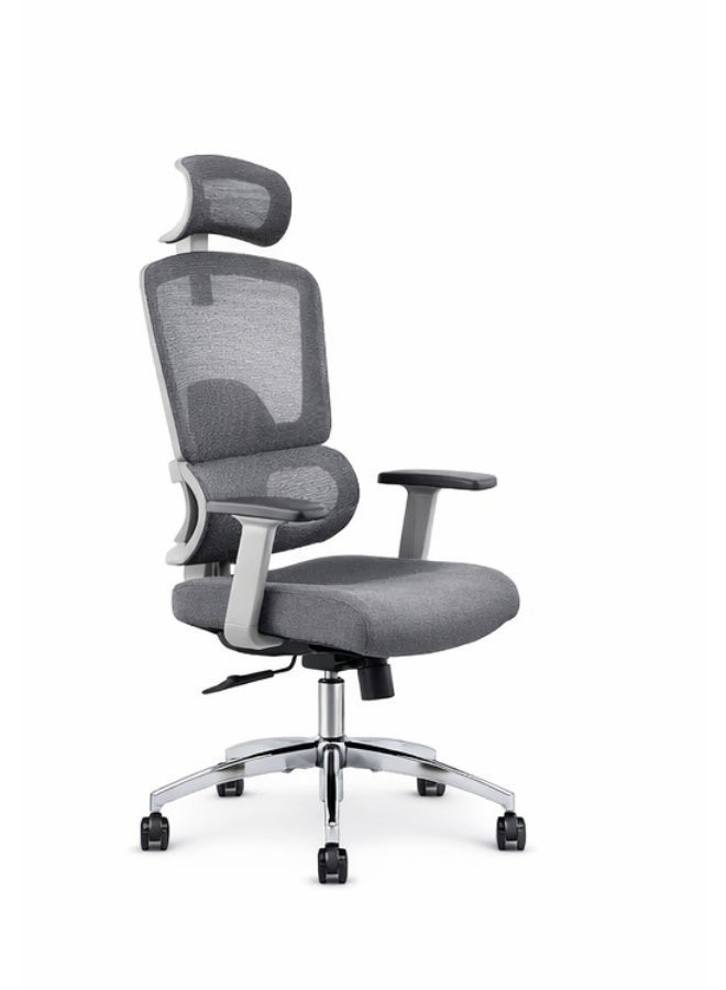 FURALUX Ergonomic Mesh Office Chair with Adjustable Headrest & Lumbar Support, 2D Adjustable Armrests, Breathable High Back Computer Desk Chair with Recline Function, Height Adjustment & Heavy-Duty Metal Base – Grey - Image 4