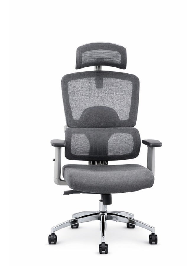 FURALUX Ergonomic Mesh Office Chair with Adjustable Headrest & Lumbar Support, 2D Adjustable Armrests, Breathable High Back Computer Desk Chair with Recline Function, Height Adjustment & Heavy-Duty Metal Base – Grey - Image 1